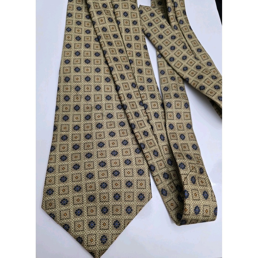 Chaps Ralph Lauren All Silk Tie Gold Blue Medallion Geometric Floral NOS - Picture 4 of 8